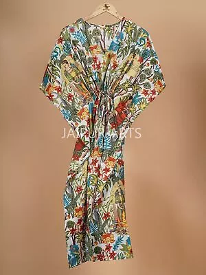 Indian Woman's Farida Kahlo Cotton Kaftan Dress Gown Robe Maxi Night Long Kaftan • £19.31