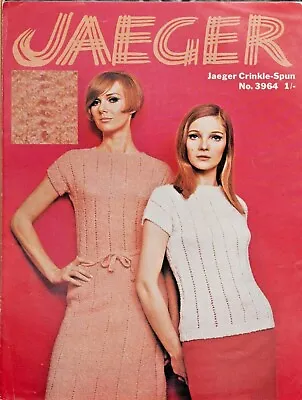 Jaeger Knitting Pattern 3964 Dress Sweater Top Lacy 34-38  DK Vintage 1960s • £3.39