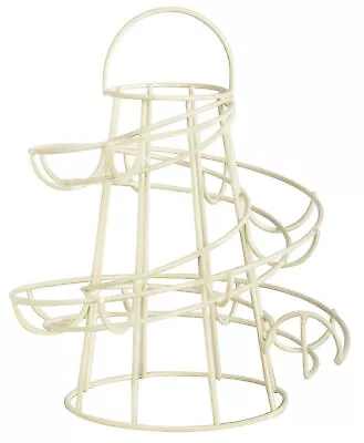 Egg Storage Stand Cream Helter Skelter Style Metal Eggs Rack Holder Kitchen Home • £19.49