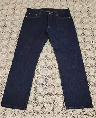 Men's Levi's 501 Waterless Dark Denim Jeans 36 X 32 Button Fly Pre Owned • $24.99