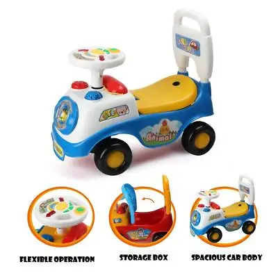 New Blue Baby Ride With Music Kids Toy Car Toddler Push Along Infant Walker  • £32.95