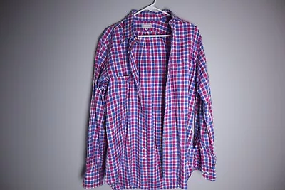 Maus & Hoffman Short Sleeve Button Down Shirt Mens M Check Plaid Pink Blue • $15.44