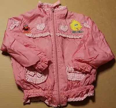 $74.99 • Buy Vtg Sesame Street Baby Girls Jacket Size 24 Months Elmo Big Bird Pink 100% Nylon