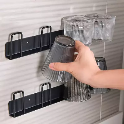 Wall Mounted Mug Holder Mug Hooks No Drilling With 4 Cup Holders Cups Storage  • $21.99