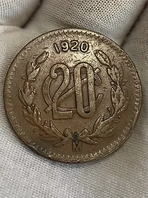 Mexico 1920 20 Centavos Bronze Coin • $55