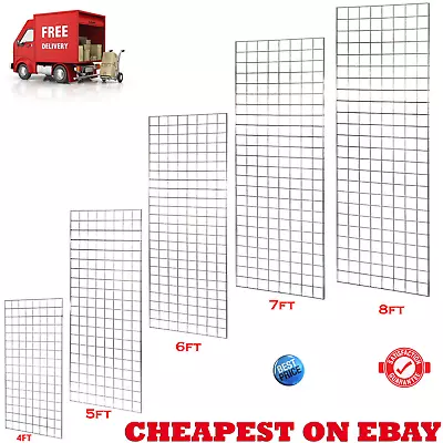 New Heavy Duty Grid Mesh Chrome Display Panel Retail Shop 5 Sizes • £145.46