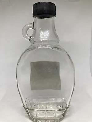 Glass Maple Syrup Bottle Loop Handle Twist Lid Embossed Bottom B-S-8 21 • $4.75
