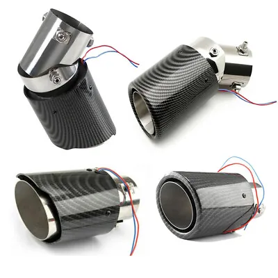 ⭐Universal Car Modified LED Luminous Muffler Tip Tail Pipe Carbon Fiber Curved • $18.99