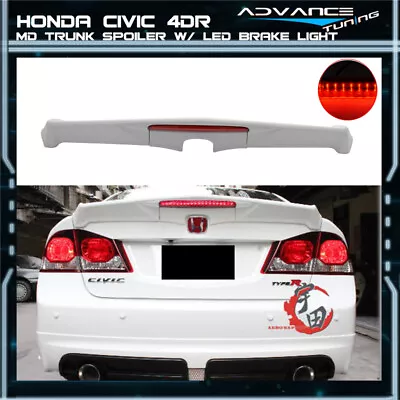 Fits 06-11 Honda Civic MD Rear Trunk Spoiler Lip Wing FRP LED Brake Light Lamp • $144.99