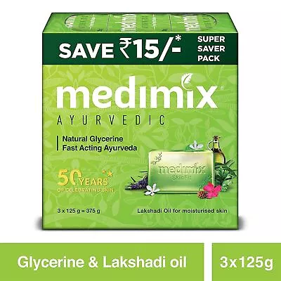 3 X 125g Medimix Ayurvedic Natural Glycerine Bathing Bar Free Ship • $19.89