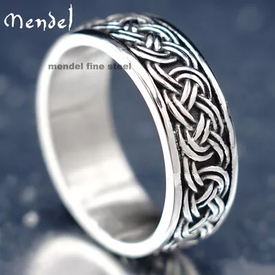 MENDEL Stainless Steel Mens Womens Celtic Irish Knot Band Ring Size 7 8 9 10-15 • $11.99