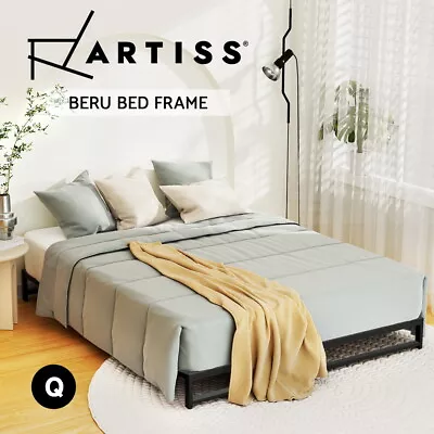 Artiss Bed Frame Queen Size Metal Base Mattress Platform Foundation Black BERU • $110.95