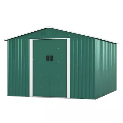 10.5'x9.1' Outdoor Storage Shed  W/Sliding Doors Metal Shed Garden Shed Lockable • $399.99