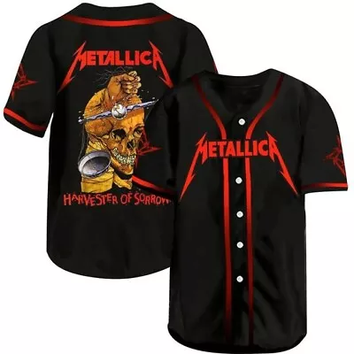 Metallica Harvester Of Sorrow Rock Band Baseball Jersey 3D Print T-Shirts S-5XL • $32.99