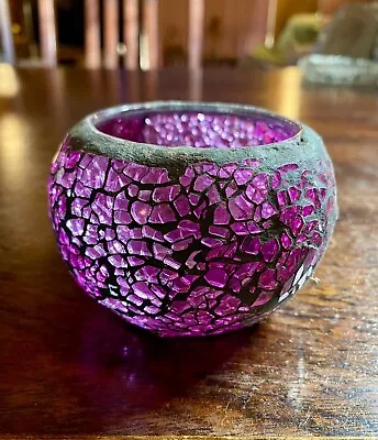Beautiful Vintage Purple Mosaic Tea Candle Holder • $40