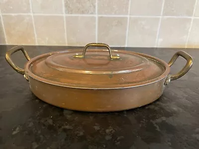 Vintage Oval Copper  Sauté  Pan With 2 Handles - Approximately 9 1/4  X 6 3/4  • $25