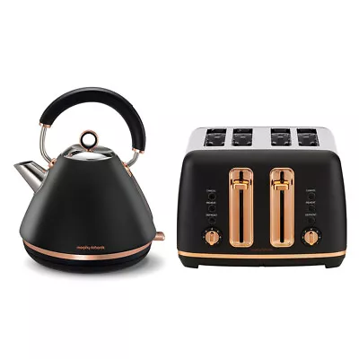 Morphy Richards 1.5L Ascend Pyramid Kettle/Ascend 4 Slice Toaster Rose Gold BLK • $229