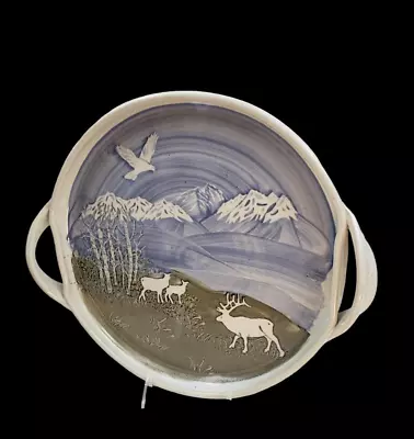 Pottery Paonia Colo Tray Platter With Grand Mesa Elk Signed And Dated By Artists • $45.99