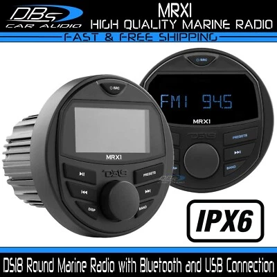 $159.95 • Buy DS18 MRX1 Bluetooth Marine Boat Powersport Head Unit Round Radio Stereo With USB