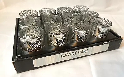 DavidTutera Silver Votive Holders Mercury Glass Tealight Candle Holder Set Of 12 • $11.99