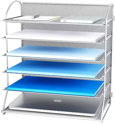 6 Tier Desktop File Organizer Mesh Desk Document Letter Tray For Office Home Sch • $23.71