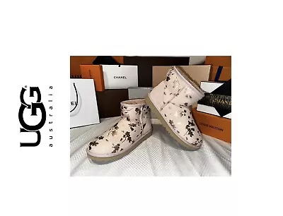 Authentic UGG Special Edition Baby Pink Floral Foil Metallic Shine  Women’s 10 • $199