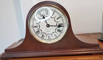 Bulova Wooden Mantle Clock Quartz Chime 17 X 9  Vintage Time Piece Home Decor • $30