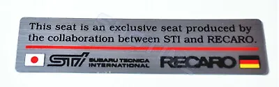 $14 • Buy NEW!!SUBARU GC8 Impreza WRX STI RECARO Seat Sticker Emblem OEM JDM 