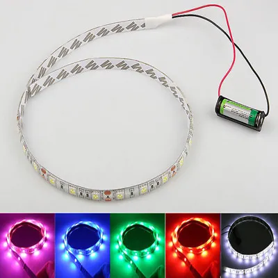 Battery Powered LED Strip 5050 SMD 3-30 Led White Waterproof Flexible LED Strip • $1.79