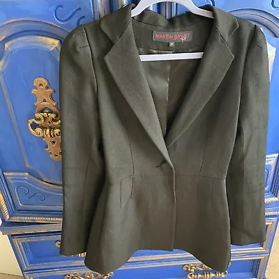 MARTIN GRANT Paris Black Jacket Fully Lined Long Sleeve Blazer Size SM France • $189.99