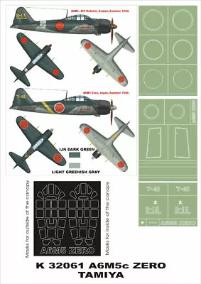 Montex K32061 1/32 Mitsubishi A6M5 Zero Paint Mask Vol.1 For Tamiya Kit • $12.84