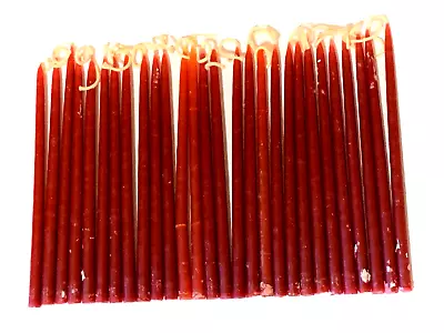 14 Pair Vintage Tiny Taper Skinny MCM Candle Lot (28) Red/Brown Color 6  X 5/8  • $32