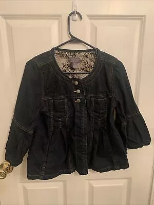 Motto Cropped Pleated Wide Sleeve Denim Jacket Size Small • $13