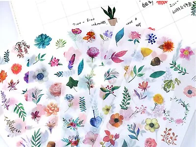 FLOWER STICKERS Floral Garden Scrapbook Diary Card Stationery Craft Decoration • £2.39