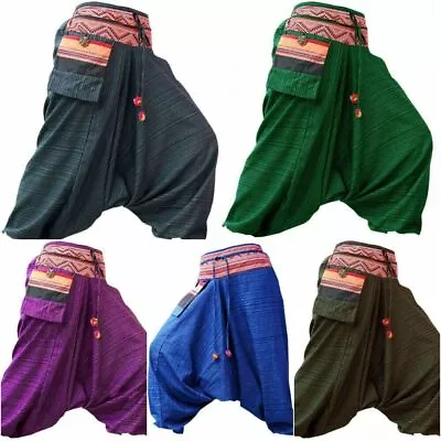 Mens / Womens Harem Pants Hippie Aladdin Bohemian Boho Baggy Thai Gypsy Trousers • $18.95