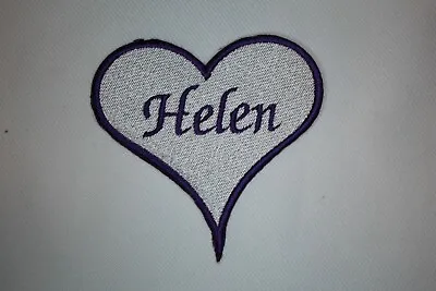 Personalised Embroidered Name Patch -  Heart Shape- Iron Or Sew On **FREE POST** • £3.25