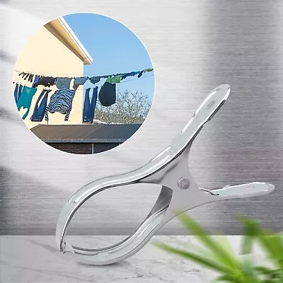 Stainless Steel Clothespin Clips For Beach Towels Set Of 6 Windbreak Design • $25.16