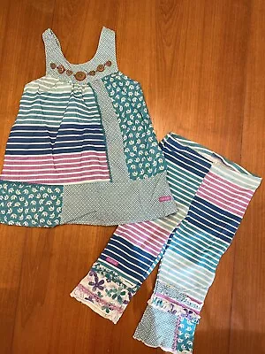 Girls Size 5-6 M L Naartjie Kids Tank Top Ruffle Leggings Outfit Blue Purple • $25