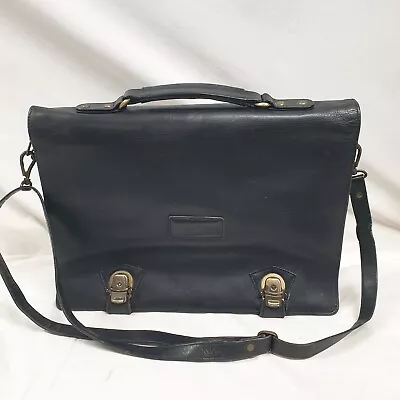 Men's Black Leather Shoulder Messenger Bag Laptop Brief Case Land Mark. • £29.99