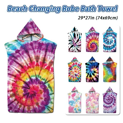 Quick Dry Kid Adult Beach Towel Changing Robe Bath Hooded Poncho Bathrobe Towel • £9.21