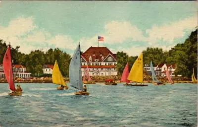 Macatawa MI Michigan HOTEL MACATAWA~Joe Bachunas Resort OTTAWA CO Linen Postcard • $5.90