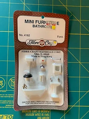 Vintage Fibre Craft Mini Furniture - 8pc Bathroom Set - 1:48 Scale • $8.50