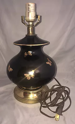 Vintage Table Lamp Goth Butterfly Genie Bottle Industrial Eagle Lamps Black Gold • $59.99