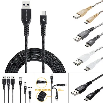 Strong BRAIDED USB C Sync Charger Power Cable For Sony Xperia 10 5 1 L4 L3 L2 L1 • £2.29