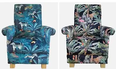 Jungle Velvet Fabric Adult Chairs Armchairs Animals Botanical Tigers • £249.95