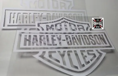 2x 140mm Wide PREMIUM WHITE Harley Davidson Die Cut Tank Vinyl Decals F100 • $58