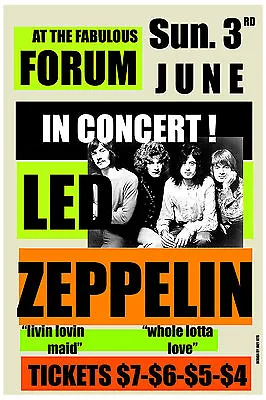 $12.95 • Buy Led Zeppelin At Los Angeles Forum Concert Poster 1973  12x18