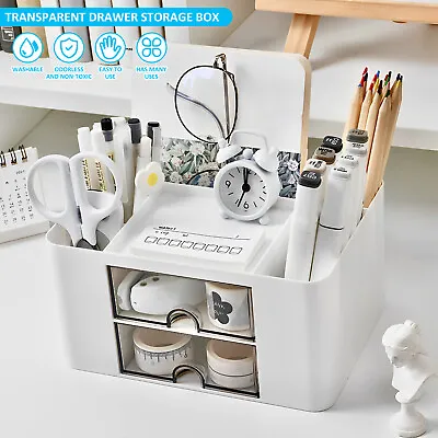 Desk Organizer Caddy With Clear Drawer Multifunctional Pen Holder Desk Avdc • $21.39