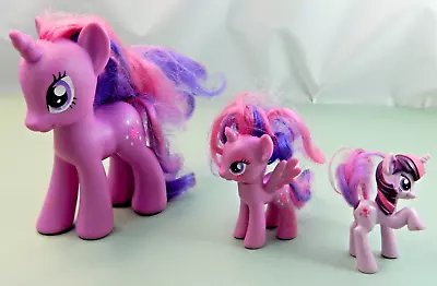 Lot 3 My Little Pony Twilight Sparkle Unicorn 2010 Hasbro MLP Purple Pink Flaws • $12.15