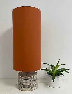 Extra Tall Lampshade Burnt Orange Linen Cylindrical Cylinder Drum • £50